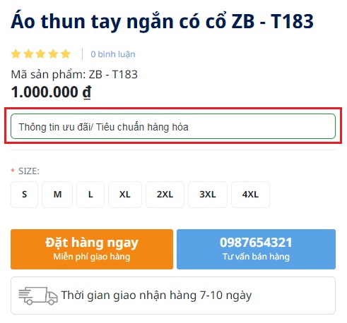 Thông tin ưu đãi/ Tiêu chuẩn hàng hóa